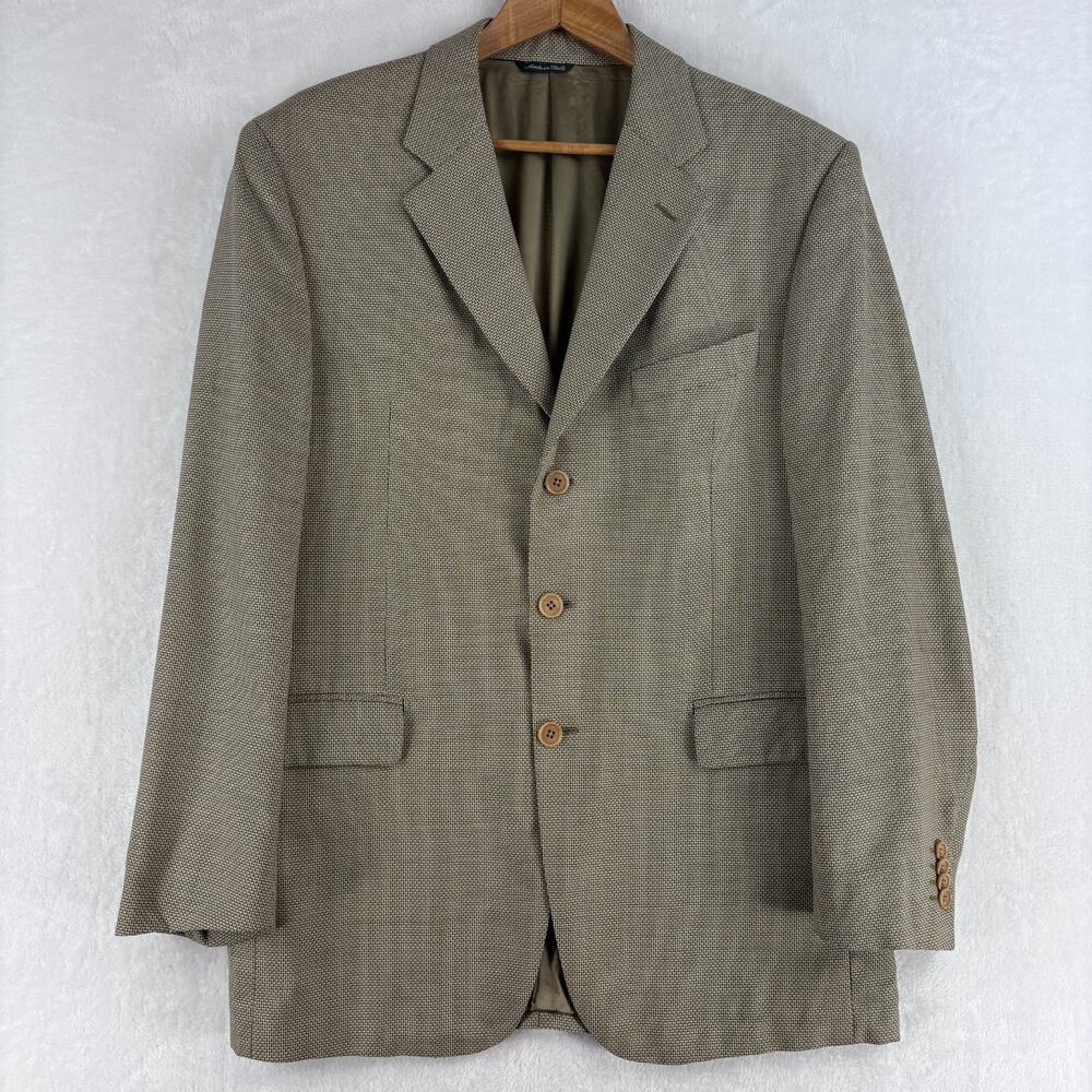Canali Blazer 42R 52EU Wool Silk Tan Made In Italy 3 Button
